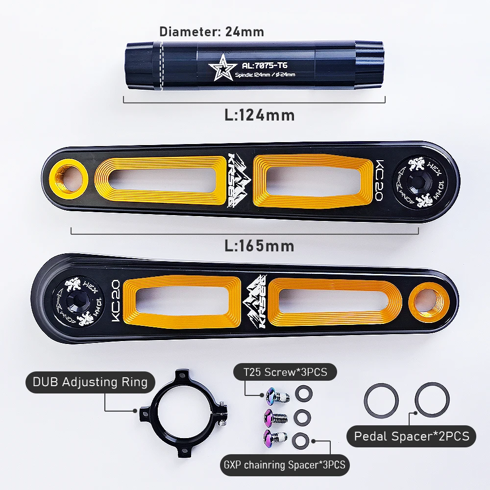 Biela KRSEC 165mm Ultraligera DUB para Bicicleta Carretera
