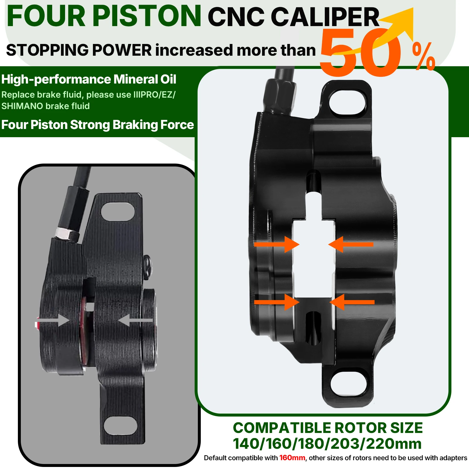 Frenos Hidráulicos MTB 4 Pistones IIIPRO PEERAGE4 + Rotor 160mm