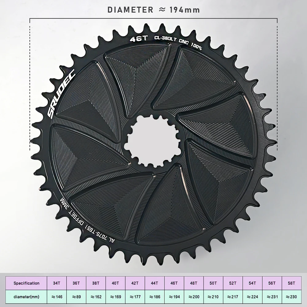 Plato KRSEC SRAM 3 Pernos | Aluminio 7075 CNC Narrow Wide
